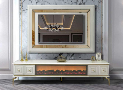 Sideboard Cabinet RTV with Fireplace Living Room Set TV Panel Stainless Steel Luxury Furniture