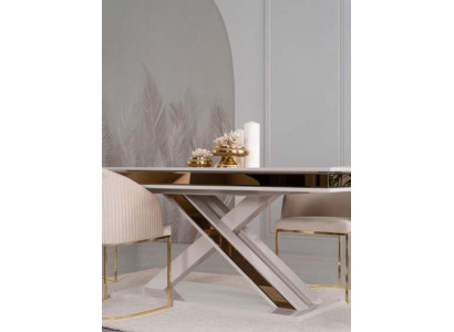 X-legs dining table pedestal table luxury tables white gold table furniture wood