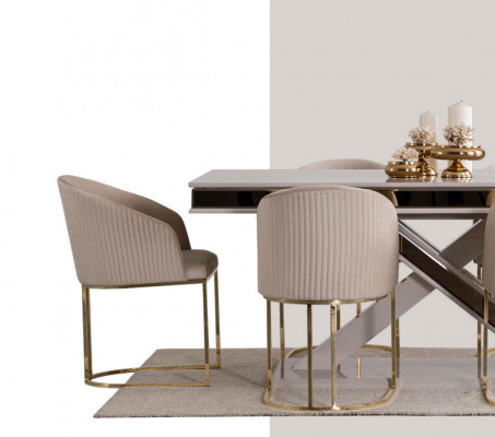 X-legs dining table pedestal table luxury tables white gold table furniture wood