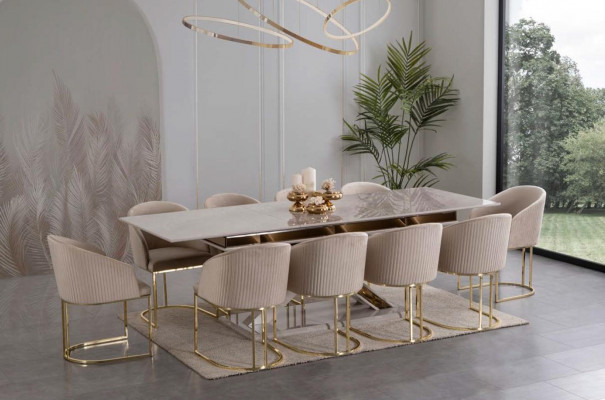 X-legs dining table pedestal table luxury tables white gold table furniture wood