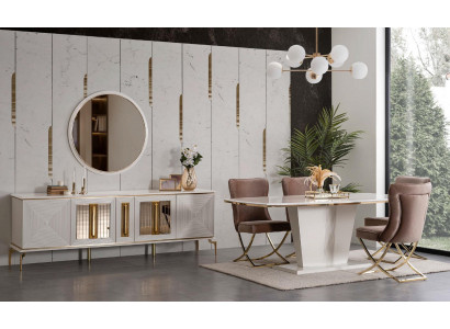 Luxury Dining Room Dining Set Dining Table Set Dining Group Table Chairs Sideboard 7-piece