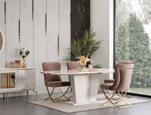 Luxury Dining Room Dining Set Dining Table Set Dining Group Table Chairs Sideboard 7-piece