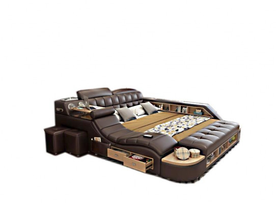 Multifunctional Beds Luxury Leather Bed Upholstery Modern Hotel Massage Function New