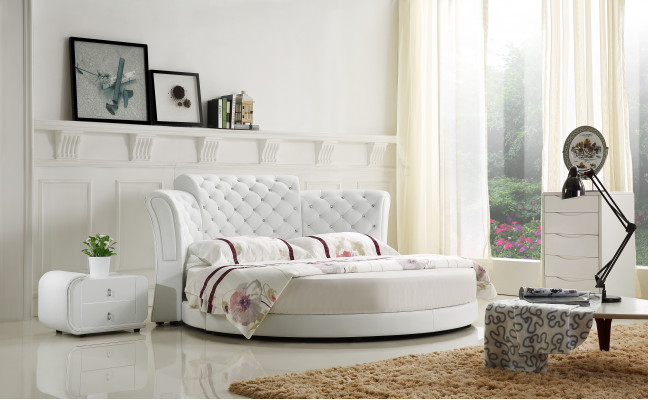 Chesterfield round bed furniture upholstered beds bedroom furniture leather bed hotel