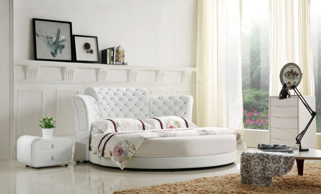 Chesterfield round bed furniture upholstered beds bedroom furniture leather bed hotel