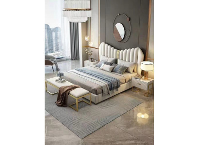 Modern luxury beds upholstered leather textile high-quality bedroom bed