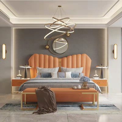 Modern luxury beds upholstered leather textile high-quality bedroom bed