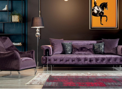 Lilac Couch Sofa Set 3+1 Seat Chesterfield Living Room Upholstery