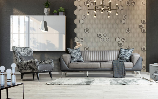 Sofa Set 3+1 Seater Living Room Set Sofa Armchair Sofa New Grey