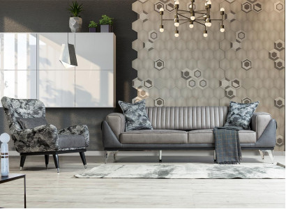 Sofa Set 3+1 Seater Living Room Set Sofa Armchair Sofa New Grey