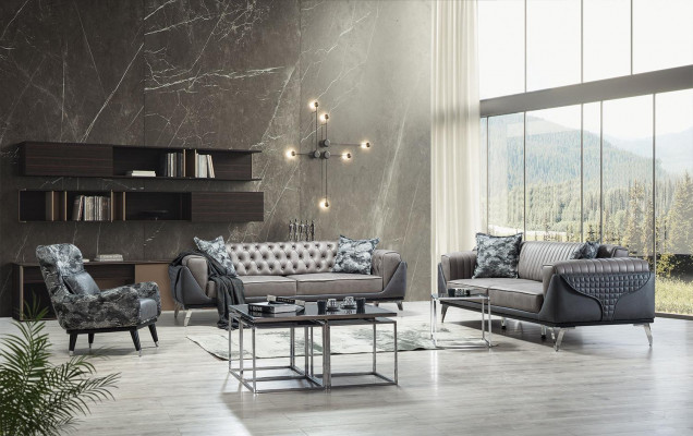 Sofa Set 3+1 Seater Living Room Set Sofa Armchair Sofa New Grey