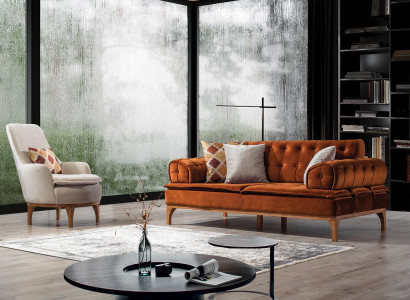 Sofa set suite sofas sofa armchair three-seater 3+1 seater orange