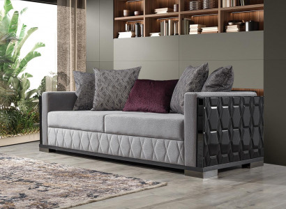 Luxury Sofa Three-Seater 3 Seat Sofas Gray Living Room Couch Fabric Design