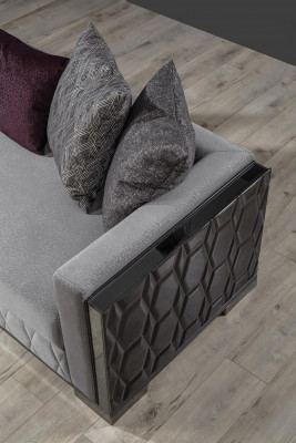 Luxury Sofa Three-Seater 3 Seat Sofas Gray Living Room Couch Fabric Design