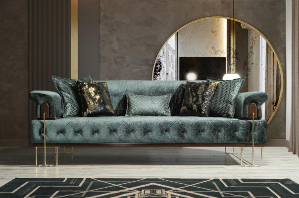 Sofa 3-seat sofas seating design couch three-seater luxury metal with fabric