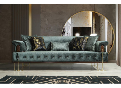 Sofa 3-seat sofas seating design couch three-seater luxury metal with fabric