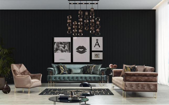 Sofa 3-seat sofas seating design couch three-seater luxury metal with fabric