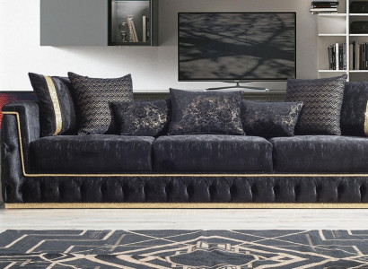 Three-seater sofa, 3-seater sofas, upholstered couches, Chesterfield with fabric