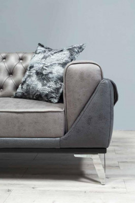Sofa 3-seater couch wooden furniture sofas couch wood leather imitation 240cm