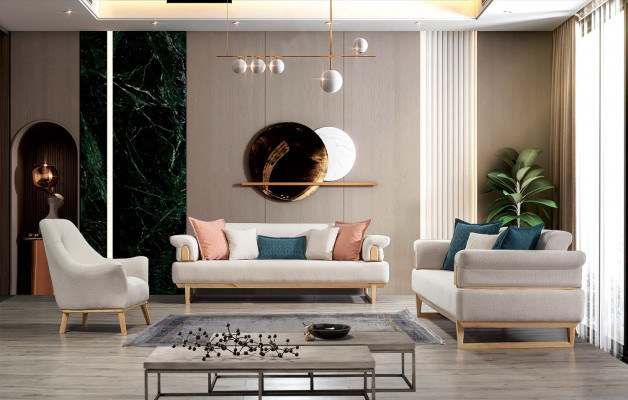 Luxury Three-Seater White Sofa 3-Seater Sofas Design Modern Design Furniture