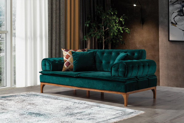 Luxury sofa, 3-seater sofas, seating fabric, design furniture, style textile new green