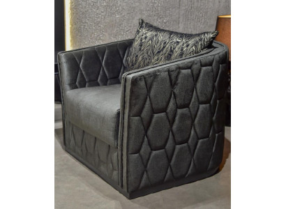 Luxury single-seater armchair grey upholstery relax furniture new metal textile