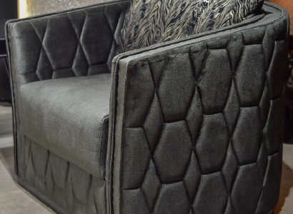 Luxury single-seater armchair grey upholstery relax furniture new metal textile