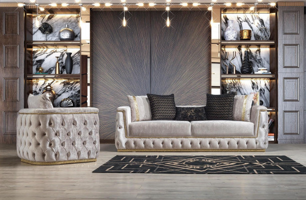 Armchair Seat Modern Design Living Room Upholstery Metal with Textile