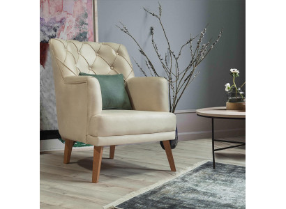 Living room armchair furniture modern fabric lounge textile faux leather beige