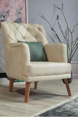 Living room armchair furniture modern fabric lounge textile faux leather beige