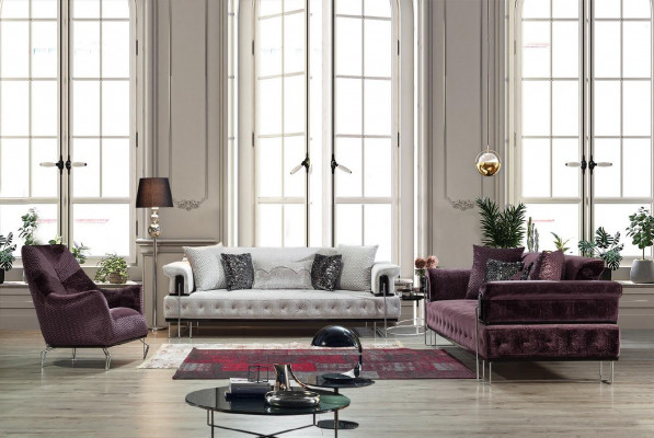 Armchair Single-Seater 1-Seater Upholstered Seat Designer Seat Fabric Modern Purple