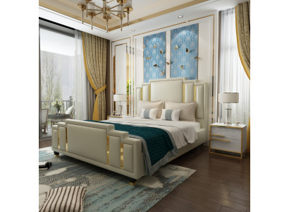 Beds double sleep room luxury marriage hotel designer bed 180x200 leather
