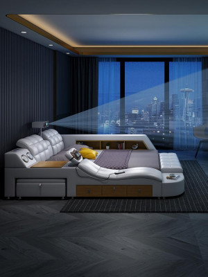 Bed multifunction beds TV projector USB LED massage function hotel luxury