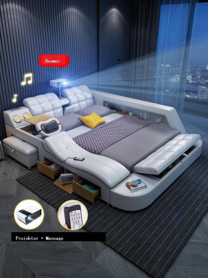 Bed multifunction beds TV projector USB LED massage function hotel luxury