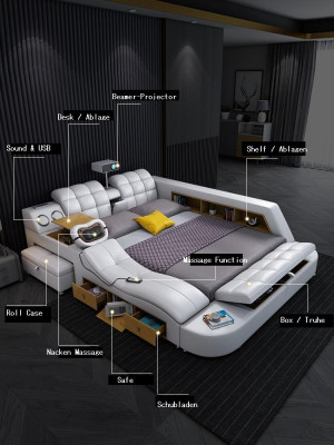 Bed multifunction beds TV projector USB LED massage function hotel luxury