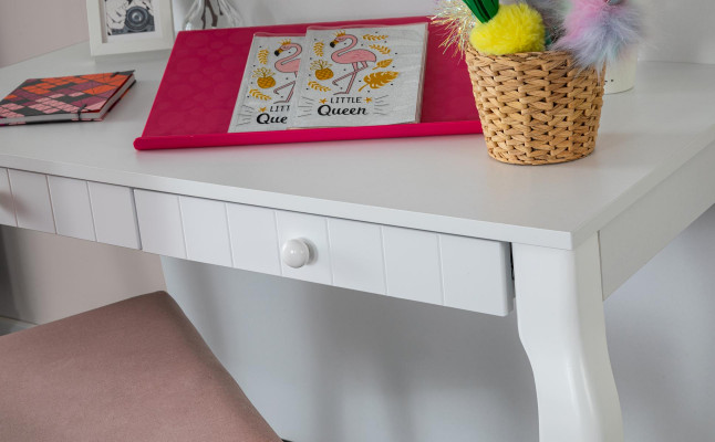 Design girl's youth room set 6-piece bed, nightstand, wardrobe.
