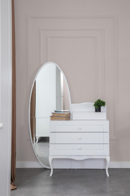 Dresser with mirror youth room furniture design new wood white color