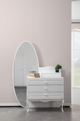 Dresser with mirror youth room furniture design new wood white color