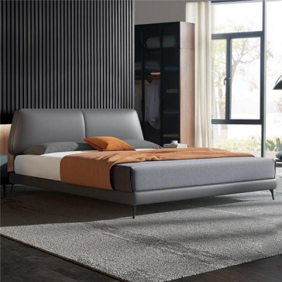 Design luxury double hotel beds marriage leather luxury bedroom bed