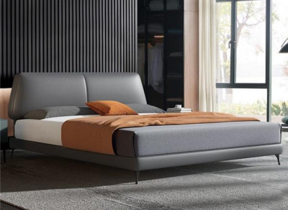 Design luxury double hotel beds marriage leather luxury bedroom bed
