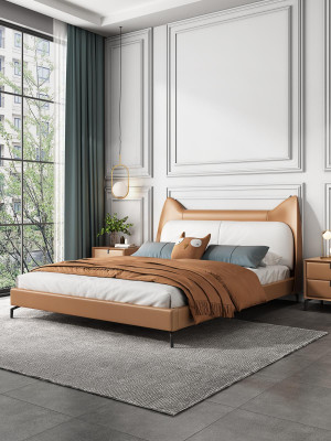 Modern hotel leather fabric double bed 160x200cm designer double bed