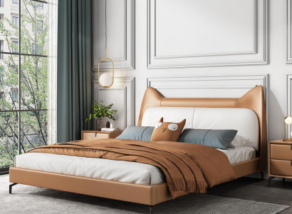 Modern hotel leather fabric double bed 160x200cm designer double bed