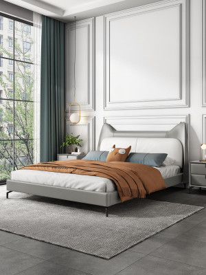 Modern hotel leather fabric double bed 160x200cm designer double bed