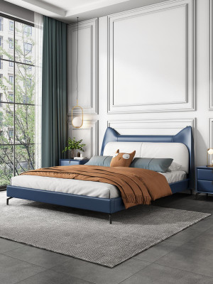Modern hotel leather fabric double bed 160x200cm designer double bed