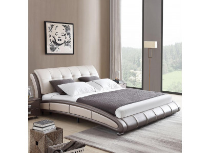 Design leather bed, upholstered double hotel beds, sleeping room, marital, 180x200 cm