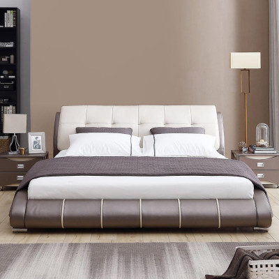 Design leather bed, upholstered double hotel beds, sleeping room, marital, 180x200 cm