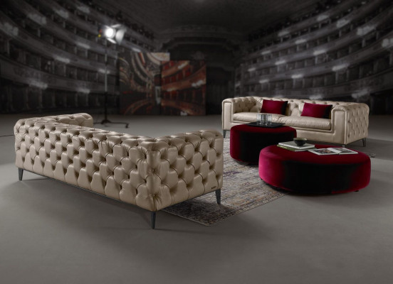 Luxurious 3+3 seater sofa set in beige by Chesterfield