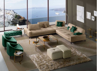 Leather L-Shape Luxury Sofas Sofas Corner Sectional Sofa Couch Italian Furniture