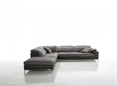 Design corner sofa L-shaped textile couch Prianera modern sofas upholstery gray new