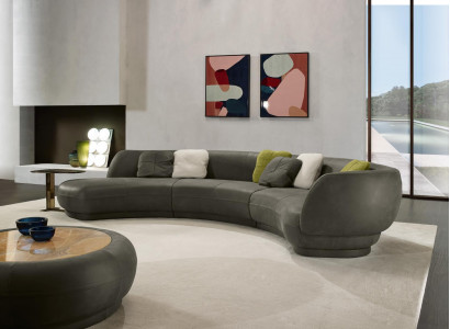 Round sofa corner couch 6-seater couch sofa leather luxury furniture living room